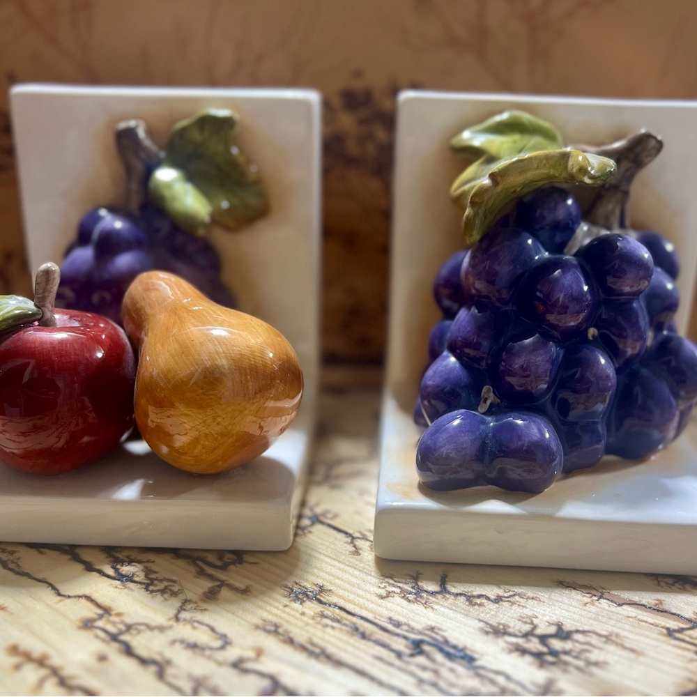 Vintage Home Interiors Sonoma Villa Ceramic Fruit Book Ends Set. Great Condition - Picture 4 of 8
